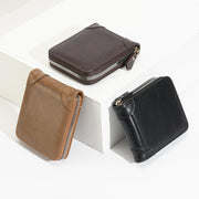RFID Anti-Theft Swipe Mens Wallet Multifunctional Zipper Wallet(Brown)