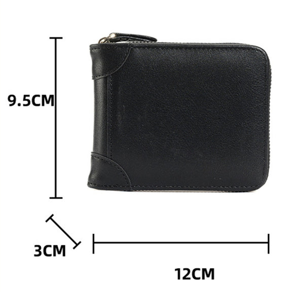 RFID Anti-Theft Swipe Mens Wallet Multifunctional Zipper Wallet(Brown)