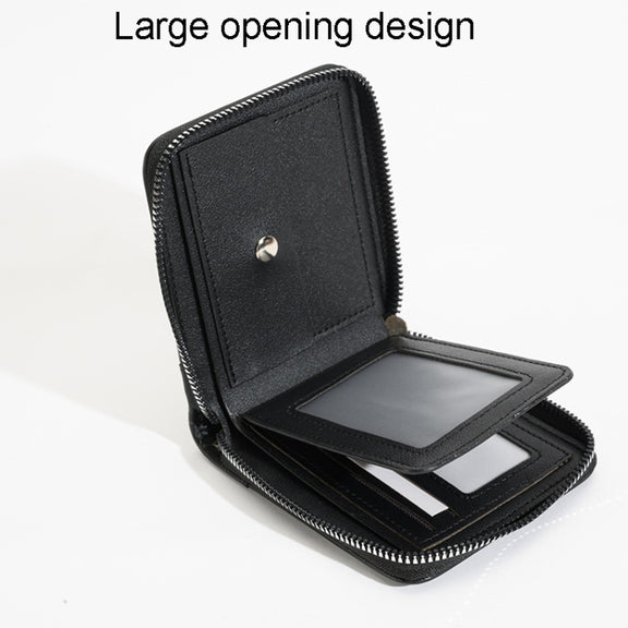 RFID Anti-Theft Swipe Mens Wallet Multifunctional Zipper Wallet(Brown)