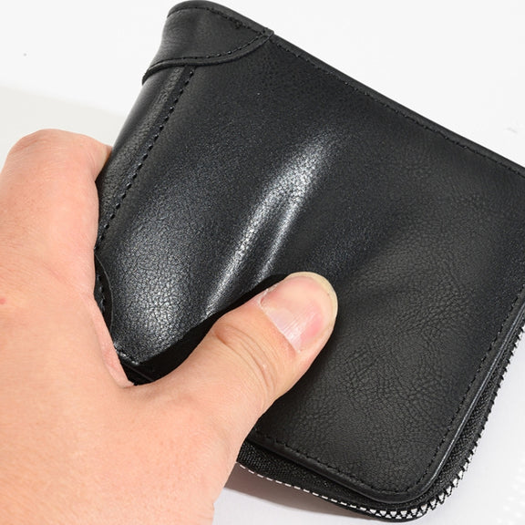 RFID Anti-Theft Swipe Mens Wallet Multifunctional Zipper Wallet(Brown)