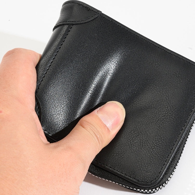 RFID Anti-Theft Swipe Mens Wallet Multifunctional Zipper Wallet(Brown)