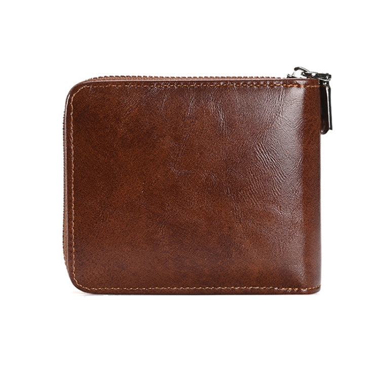 RFID Anti-Theft Swipe Mens Wallet Multifunctional Short Zipper Purse(Black)