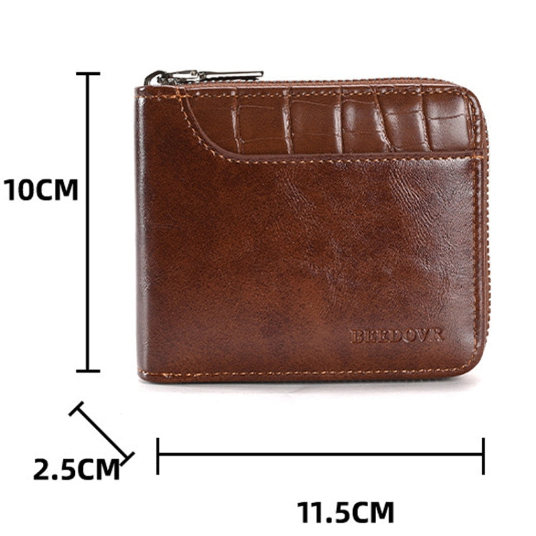 RFID Anti-Theft Swipe Mens Wallet Multifunctional Short Zipper Purse(Black)