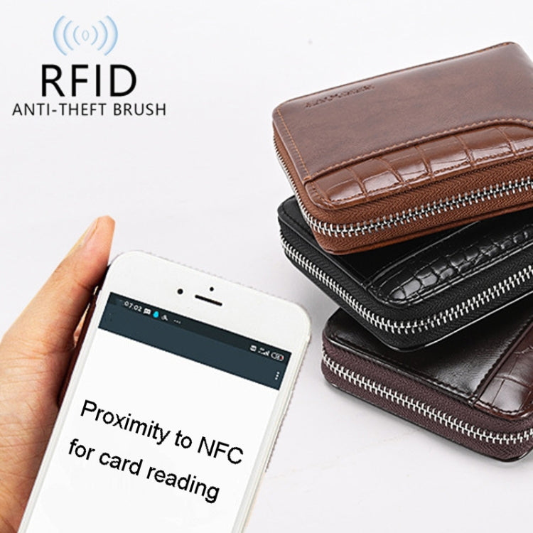 RFID Anti-Theft Swipe Mens Wallet Multifunctional Short Zipper Purse(Black) - Antimagnetic RFID Package by PMC TechLife | Online Shopping South Africa | PMC TechLife | Buy Now Pay Later Mobicred