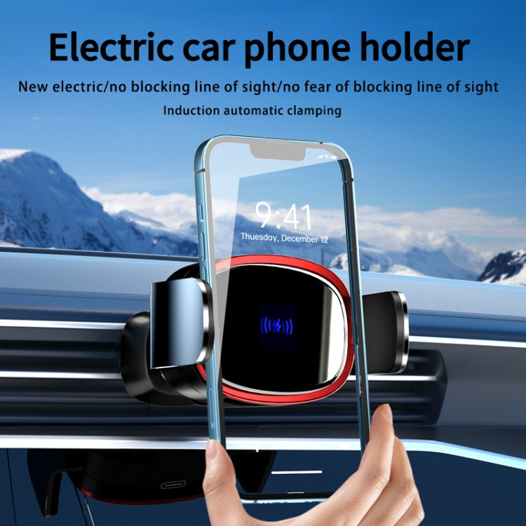 15W Car Wireless Charging Bracket Auto Induction Electric Navigation Bracket(Red)
