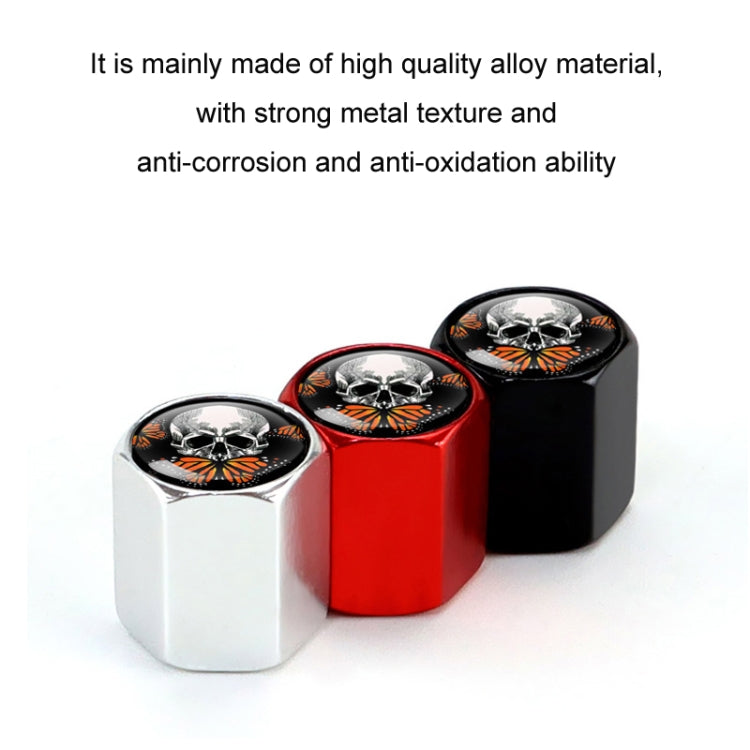 4pcs/set Skull Metal Car Tire Universal Modified Aluminum Alloy Valve Cap(Red) - Tire Valve Caps by PMC TechLife | Online Shopping South Africa | PMC TechLife | Buy Now Pay Later Mobicred