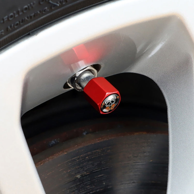 4pcs/set Skull Metal Car Tire Universal Modified Aluminum Alloy Valve Cap(Red) - Tire Valve Caps by PMC TechLife | Online Shopping South Africa | PMC TechLife | Buy Now Pay Later Mobicred