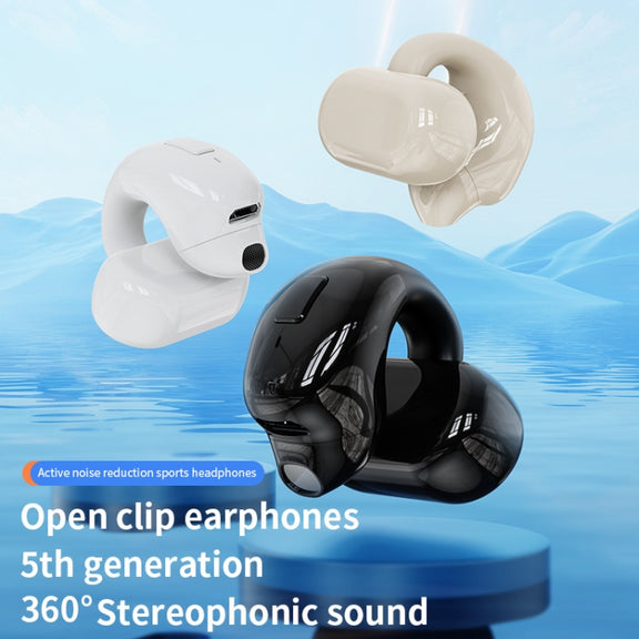 Clip-On Single Ear Bluetooth Earphone Wireless Earphone For Sports And Gaming, Packing: Box(White)