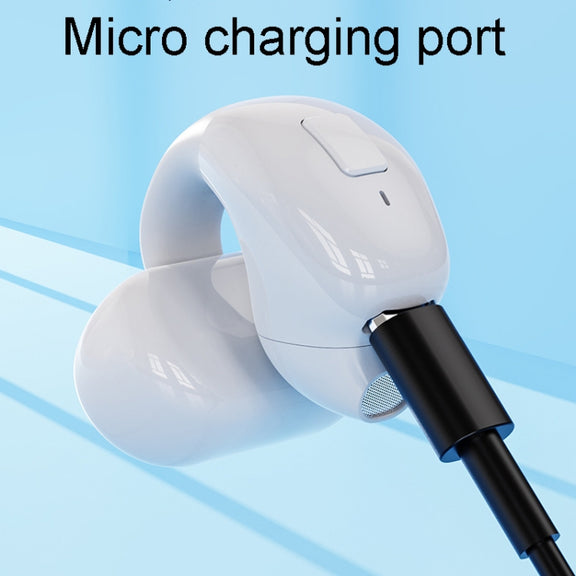 Clip-On Single Ear Bluetooth Earphone Wireless Earphone For Sports And Gaming, Packing: Box(White)