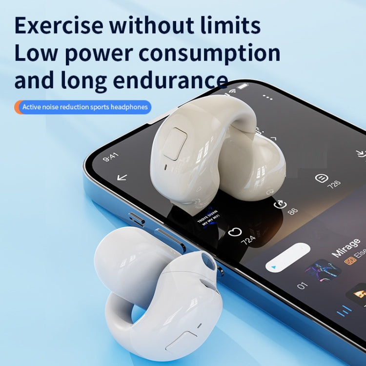 Clip-On Single Ear Bluetooth Earphone Wireless Earphone For Sports And Gaming, Packing: Box(White)