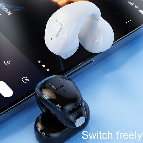 Clip-On Single Ear Bluetooth Earphone Wireless Earphone For Sports And Gaming, Packing: Box(White)