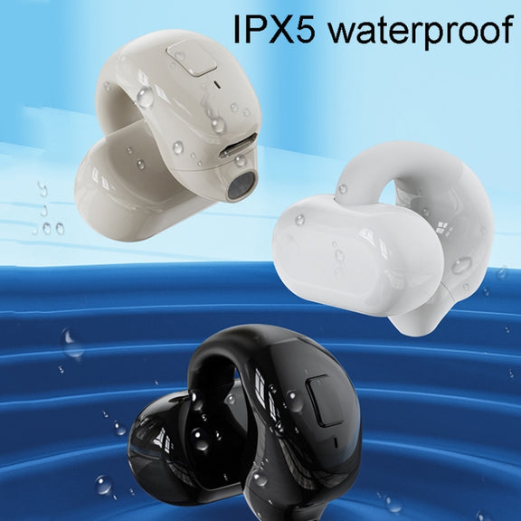 Clip-On Single Ear Bluetooth Earphone Wireless Earphone For Sports And Gaming, Packing: Box(White)