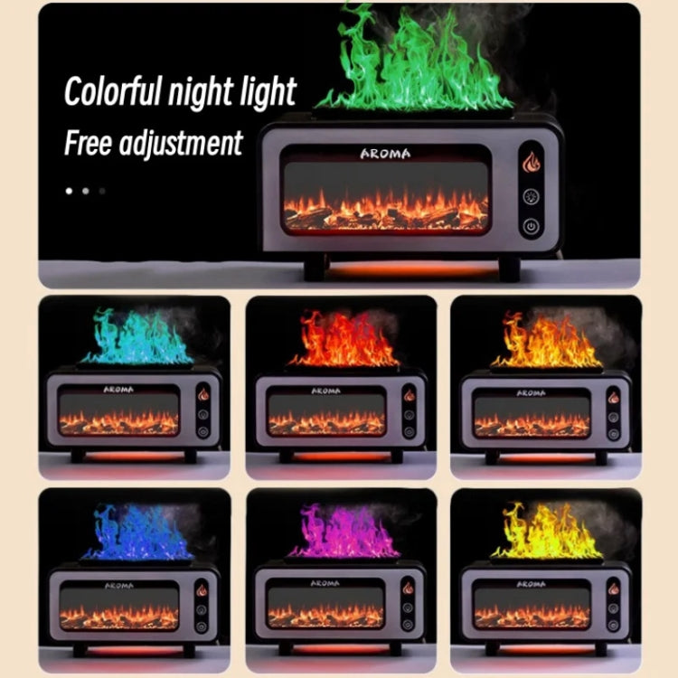 200ml  Fireplace Flame Aromatherapy Air Humidifier USB Colorful Night Light Essential Oil Diffuser(Black)