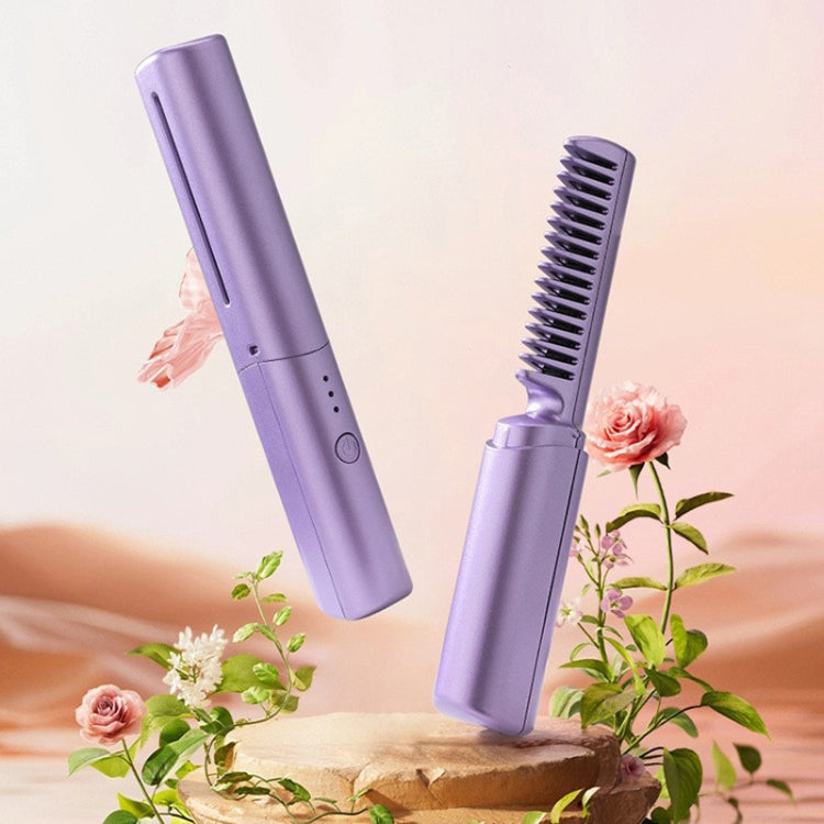 2 In 1 Portable USB Rechargeable Hair Curler Dual Usage Hair Straightening Comb(Pink) - free shipping - PMC TechLife - Order now!