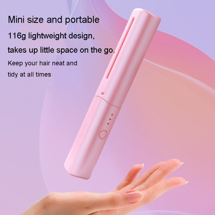 2 In 1 Portable USB Rechargeable Hair Curler Dual Usage Hair Straightening Comb(Purple)