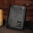 Bull Captain Men Wallet First-layer Cowhide Coin Clip RFID Retro Vertical ID Holder(Black) - Antimagnetic RFID Package by Bull Captain | Online Shopping South Africa | PMC TechLife | Buy Now Pay Later Mobicred