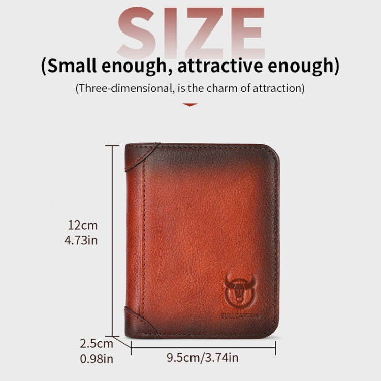 Bull Captain Men Wallet First-layer Cowhide Coin Clip RFID Retro Vertical ID Holder(Coffee) - free shipping - PMC TechLife - Order now!