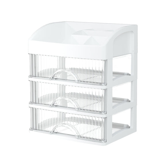 Desktop Drawer Organizer Multi-Layer Cosmetic Jewelry Box Stationery Multi-Functional Organizer, Style: 4 Layer White Drawer (White)