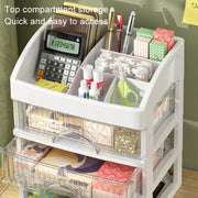 Desktop Drawer Organizer Multi-Layer Cosmetic Jewelry Box Stationery Multi-Functional Organizer, Style: 4 Layer White Drawer (White)