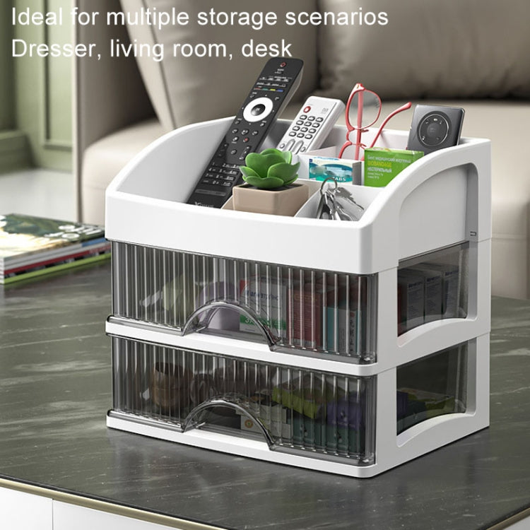 Desktop Drawer Organizer Multi-Layer Cosmetic Jewelry Box Stationery Multi-Functional Organizer, Style: 4 Layer Black Drawer (White) - free shipping - PMC TechLife - Order now!