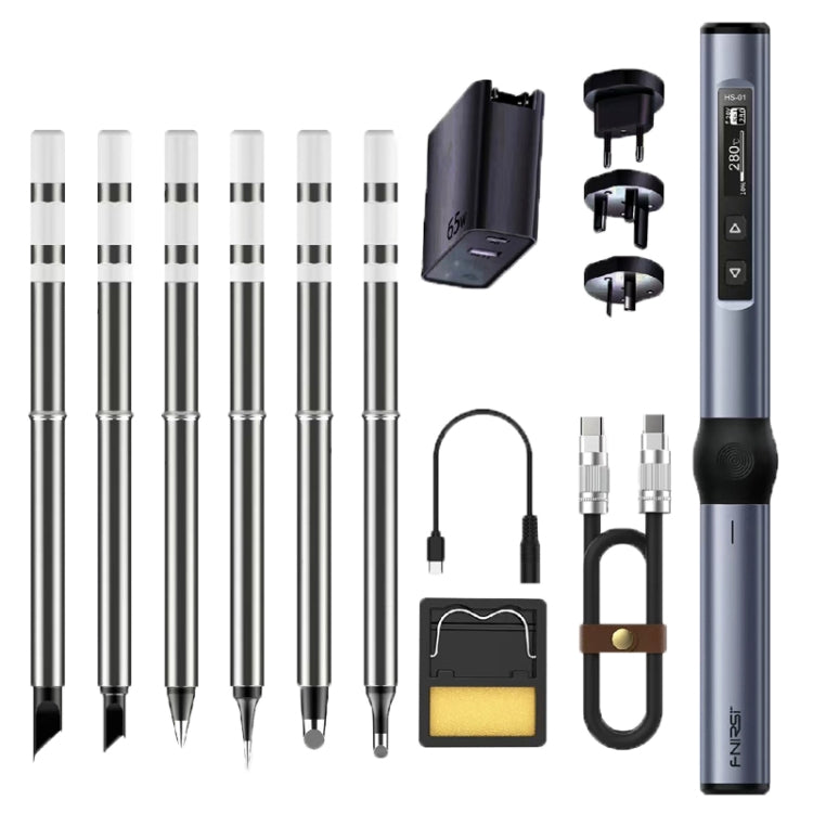 FNIRSI 14pcs/ Set Mini Soldering Station Digital Display Constant Temperature Smart Soldering Iron, Color: Blue 6 Head With Power Supply - free shipping - PMC Jewellery - Order now!