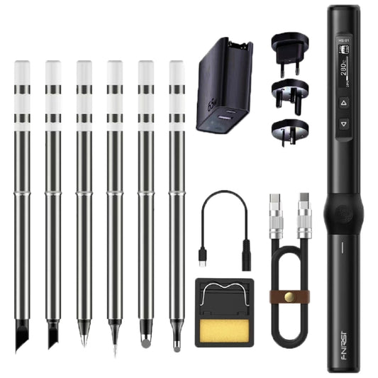 FNIRSI 14pcs/ Set Mini Soldering Station Digital Display Constant Temperature Smart Soldering Iron, Color: Black 6 Head With Power Supply - free shipping - PMC Jewellery - Order now!