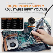 FNIRSI 9pcs/ Set Mini Soldering Station Digital Display Constant Temperature Smart Soldering Iron, Color: Black BC2 with Power Supply