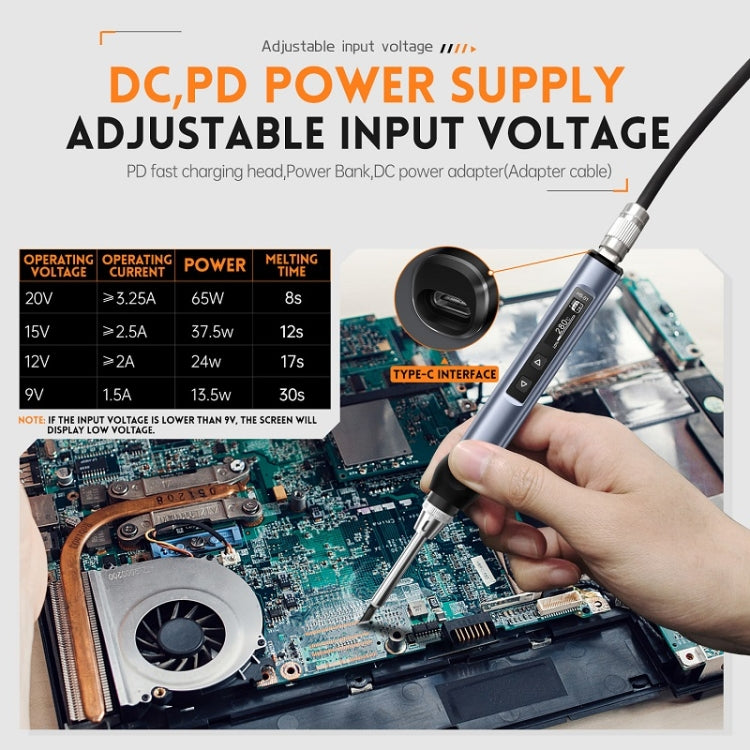 FNIRSI 9pcs/ Set Mini Soldering Station Digital Display Constant Temperature Smart Soldering Iron, Color: Black BC2 with Power Supply
