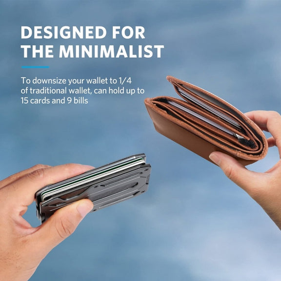 Aluminum Alloy RFID Card Holder Carbon Fiber Credit Card Wallet(Grey)