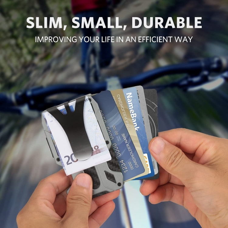 Aluminum Alloy RFID Card Holder Carbon Fiber Credit Card Wallet(Grey)