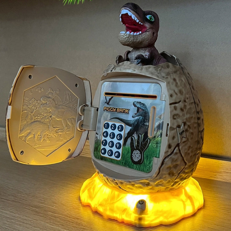 16.6 x 15.8 x 26cm Fingerprint Dinosaur Egg Password Money Bank Kids Toys Gifts Tyrannosaurus Rex Savings Jar(Brown)