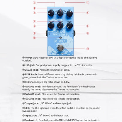 M-VAVE Guitar Monoblock Effects Digital Modeling Reverb Effects(Sky Blue) - free shipping - PMC Jewellery - Order now!