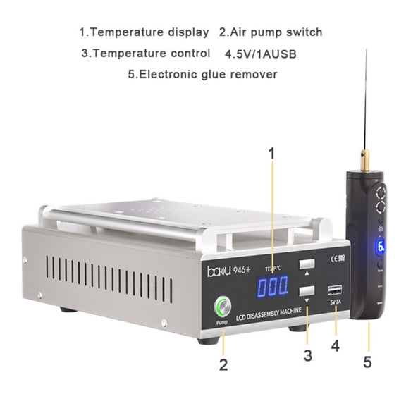 Baku BA-946+ 9 Inch 450W Phone Screen Separator With Electronic Glue Remove 220V EU Plug