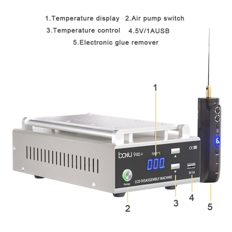 Baku BA-946+ 9 Inch 450W Phone Screen Separator With Electronic Glue Remove 110V US Plug