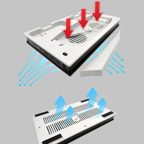 For PS5 Digital / Optical Drive Console Cooling Fan Controller Charging Base With Light Dock Stand(White)