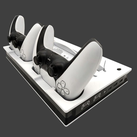 For PS5 Digital / Optical Drive Console Cooling Fan Controller Charging Base With Light Dock Stand(White)