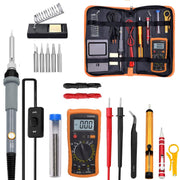 19 in 1 60W Adjustable Temperature Soldering Iron Multimeter Tool Set, Color: Gray EU Plug