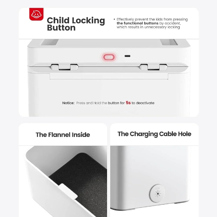 Vaydeer Metal Timed Self-Control Phone Lock Box With Child Lock And LED Display, Spec: Small White - free shipping - PMC Jewellery - Order now!