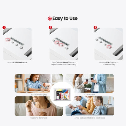 Vaydeer Metal Timed Self-Control Phone Lock Box With Child Lock And LED Display, Spec: Small White - free shipping - PMC Jewellery - Order now!
