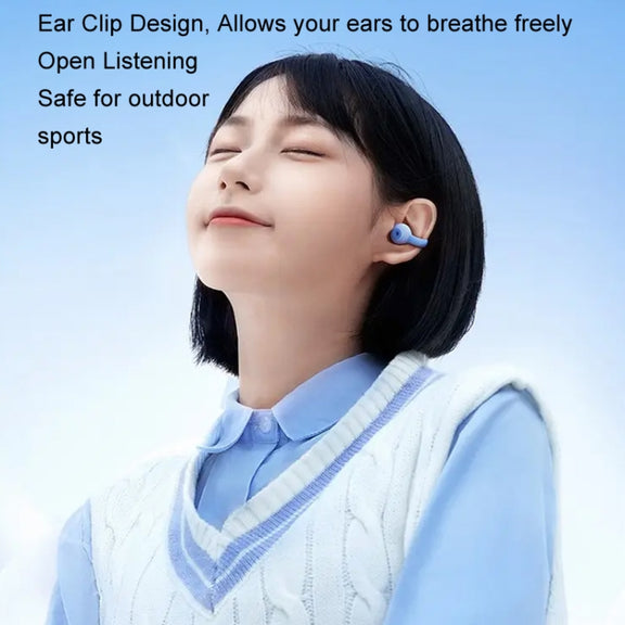 REMAX CozyBuds W15 Transparent Ear Clip Wireless Bluetooth Earphone OWS Sports Earphone(Blue)