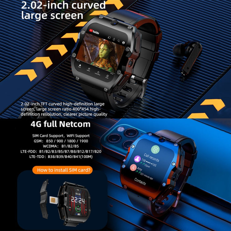 LOKMAT Appllp 3 Max 2.02-Inch Plug Card 4G Call Waterproof Sport Smart Watch With SOS(Black) - free shipping - PMC Jewellery - Order now!