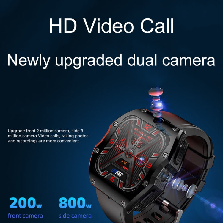 LOKMAT Appllp 3 Max 2.02-Inch Plug Card 4G Call Waterproof Sport Smart Watch With SOS(Black) - free shipping - PMC Jewellery - Order now!
