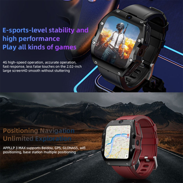 LOKMAT Appllp 3 Max 2.02-Inch Plug Card 4G Call Waterproof Sport Smart Watch With SOS(Claret) - free shipping - PMC Jewellery - Order now!