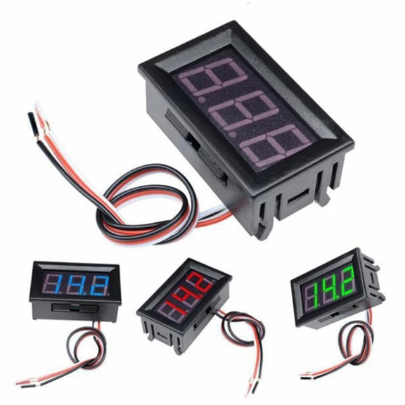 0V-30V 3 Wire DC Voltmeter Terminal 0.56 Inch LED Digital Voltmeter Accessories Reverse Connection Protection, Color: Blue