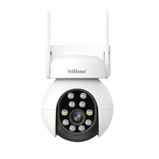SriHome SH052 Wifi 5MP Wireless PTZ IP AI Auto Tracking Sound&Light Alarm Starlight Color Night Vision Outdoors Surveillance Camera, Plug: EU