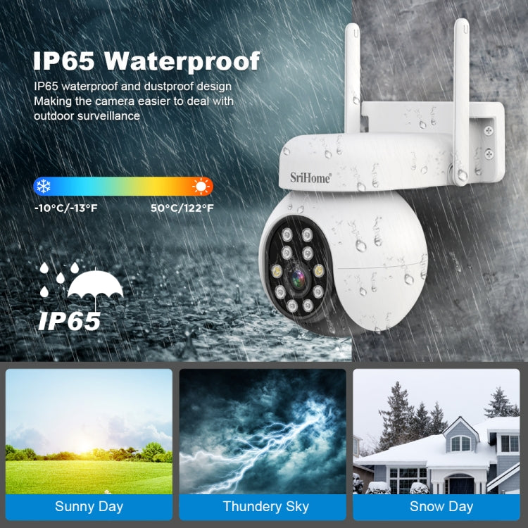 SriHome SH052 Wifi 5MP Wireless PTZ IP AI Auto Tracking Sound&Light Alarm Starlight Color Night Vision Outdoors Surveillance Camera, Plug: AU - free shipping - PMC TechLife - Order now!
