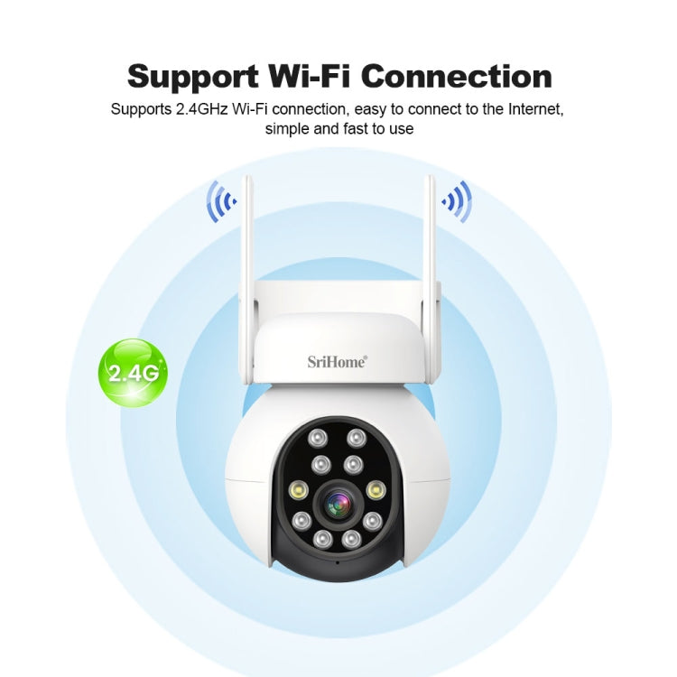 SriHome SH052 Wifi 5MP Wireless PTZ IP AI Auto Tracking Sound&Light Alarm Starlight Color Night Vision Outdoors Surveillance Camera, Plug: AU - free shipping - PMC TechLife - Order now!