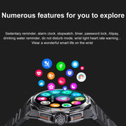 K62 1.43 Inch Water-resistant Bluetooth Call Weather Music Smart Sports Watch, Color: Silver Three-bead Steel