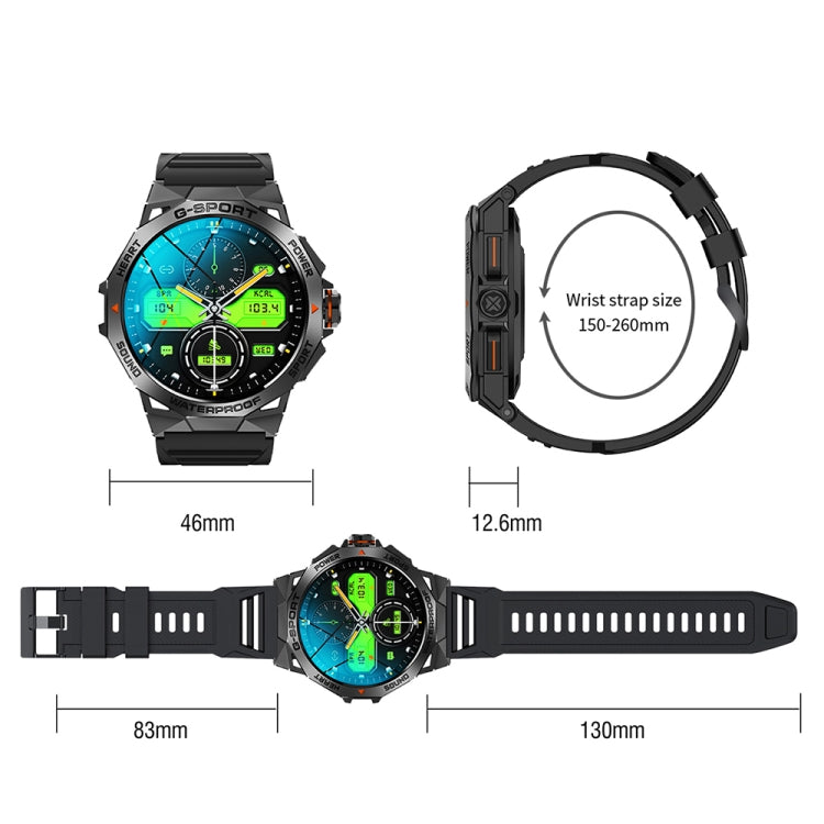 K62 1.43 Inch Water-resistant Bluetooth Call Weather Music Smart Sports Watch, Color: Silver Three-bead Steel