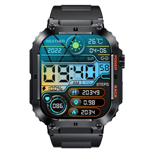 K57 Pro 1.96 Inch Bluetooth Call Music Weather Display Water-resistant Smart Watch, Color: Black